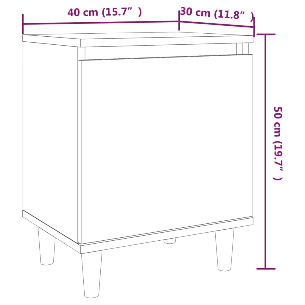 Noćni ormarići s drvenim nogama 2 kom smeđi hrast 40x30x50 cm