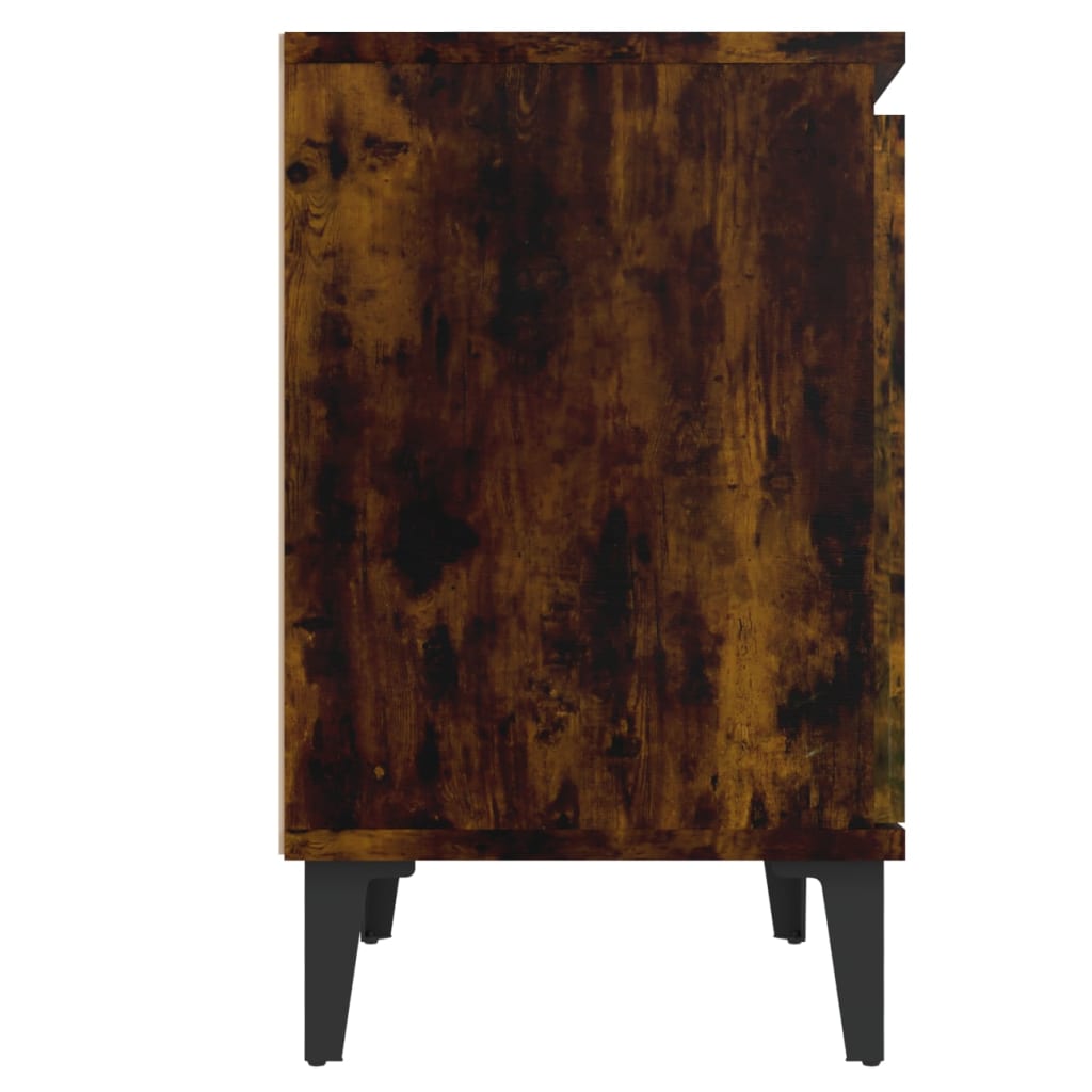 Noćni ormarić s metalnim nogama dimljeni hrast 40 x 30 x 50 cm
