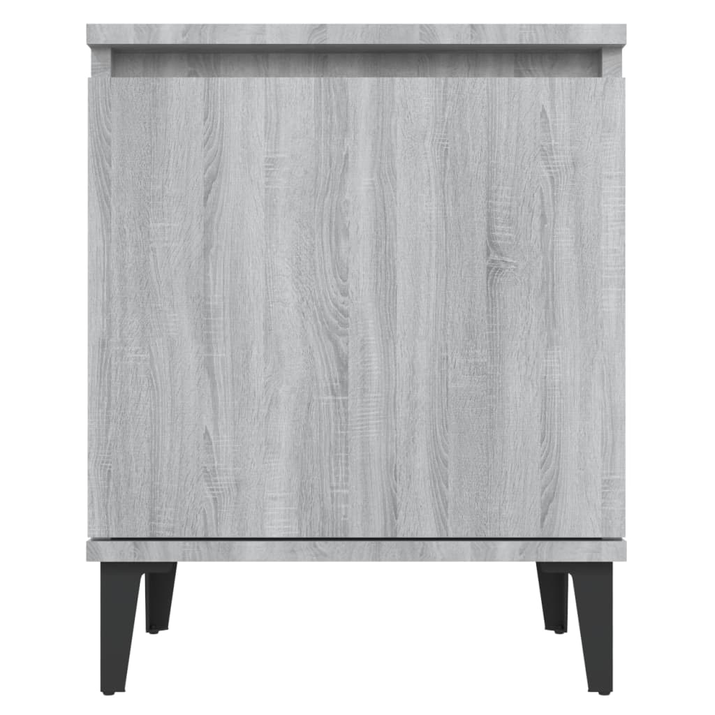 Noćni ormarići s metalnim nogama boja sivog hrasta 40x30x50 cm