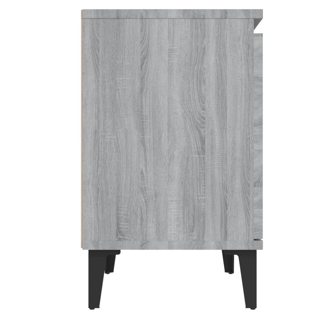 Noćni ormarići s metalnim nogama boja sivog hrasta 40x30x50 cm