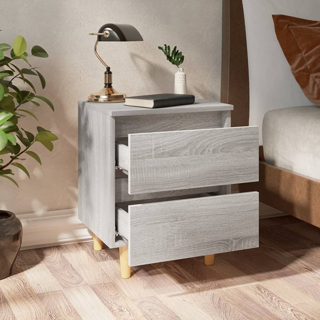 Noćni ormarići s drvenim nogama 2 kom sivi hrast 40x30x50 cm