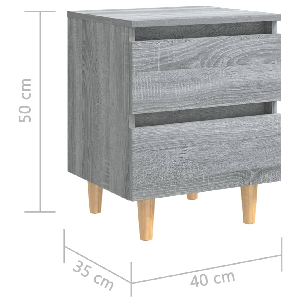 Noćni ormarići s drvenim nogama 2 kom sivi hrast 40x30x50 cm