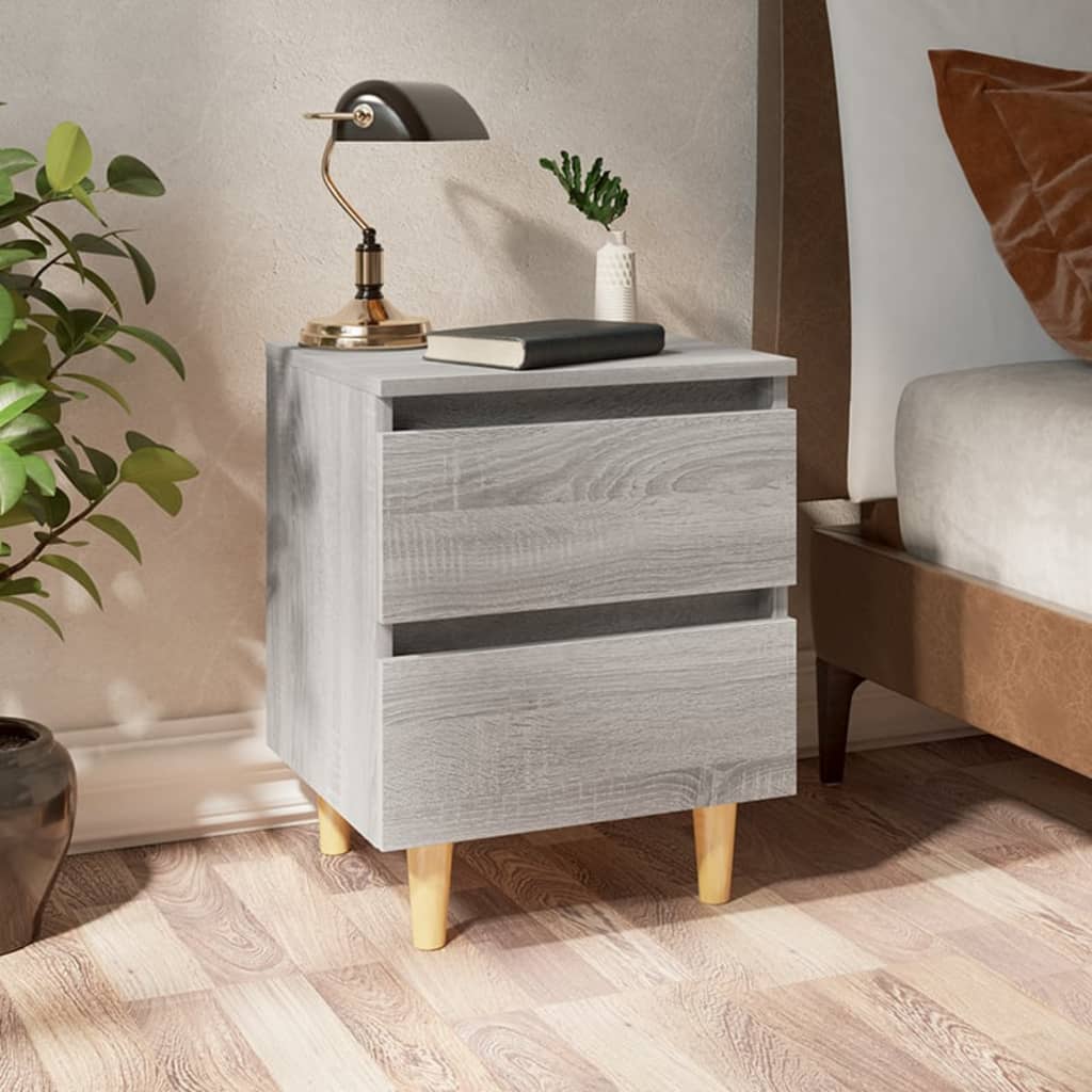 Noćni ormarići s drvenim nogama 2 kom sivi hrast 40x30x50 cm
