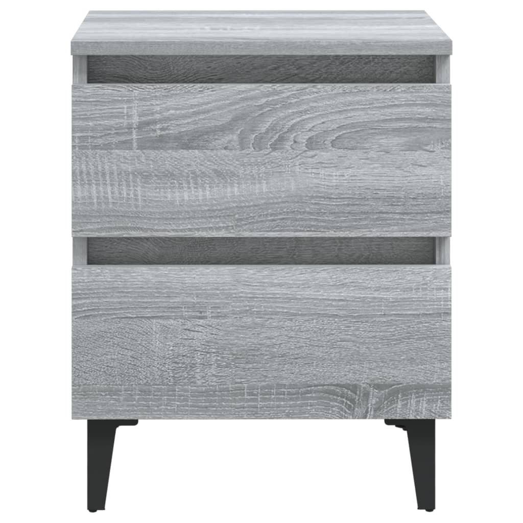 Noćni ormarić s metalnim nogama boja sivog hrasta 40x35x50 cm