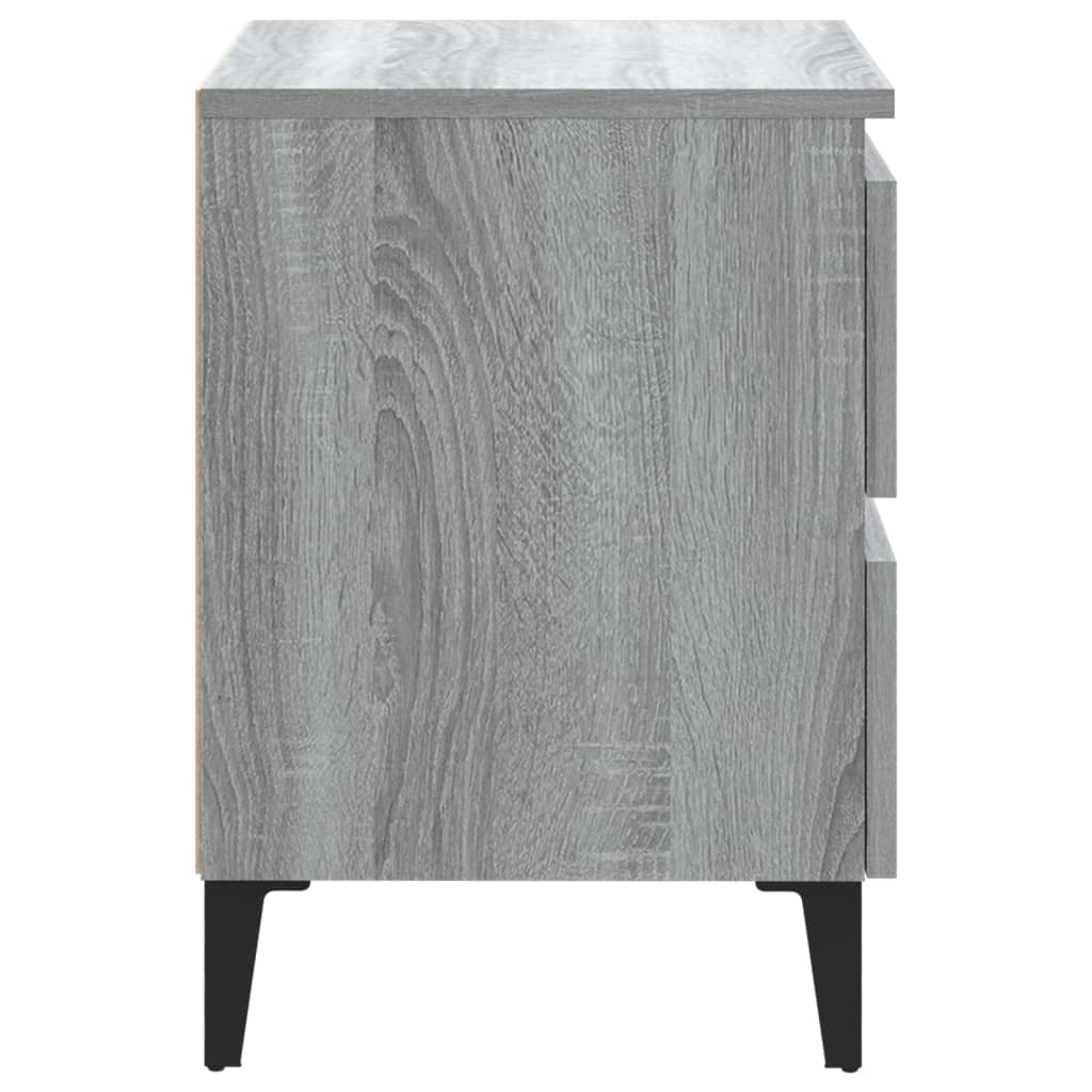 Noćni ormarić s metalnim nogama boja sivog hrasta 40x35x50 cm