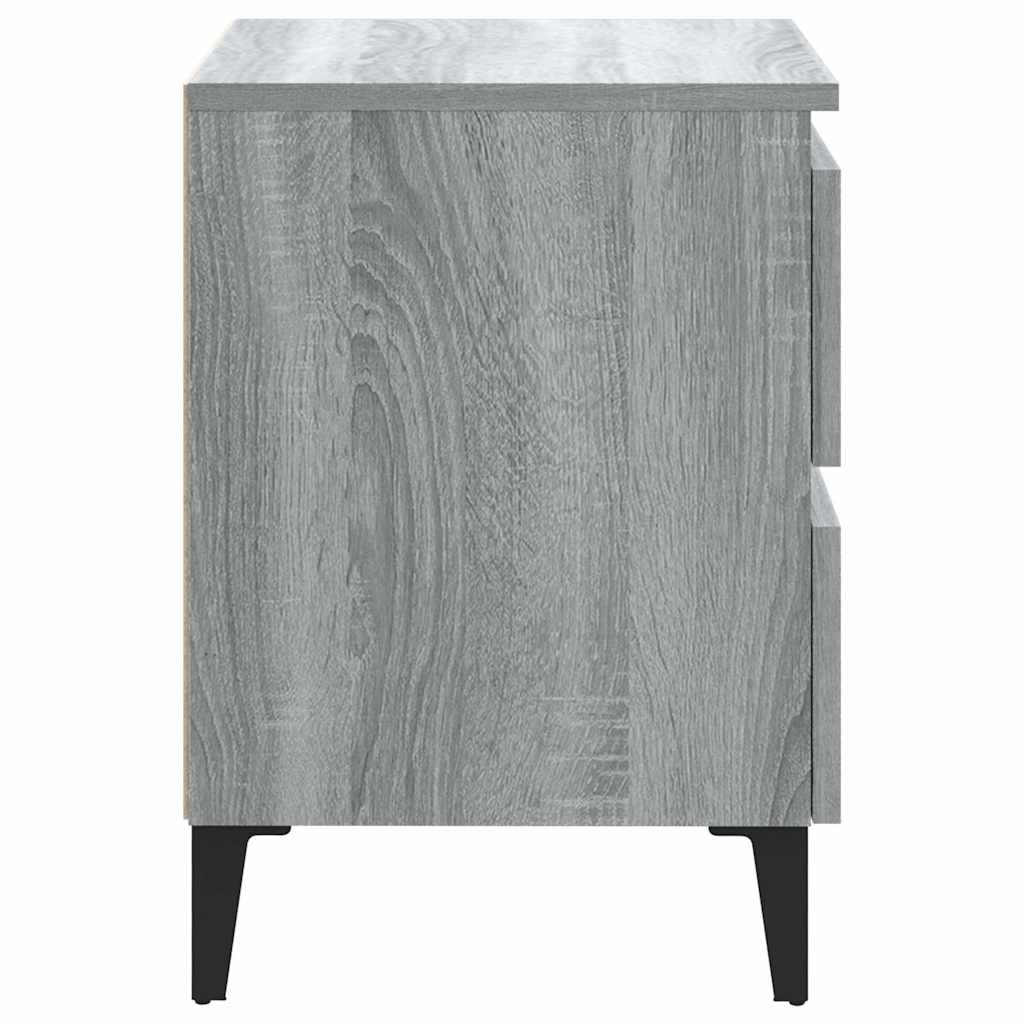 Noćni ormarići s metalnim nogama 2 kom sivi hrast 40x35x50 cm
