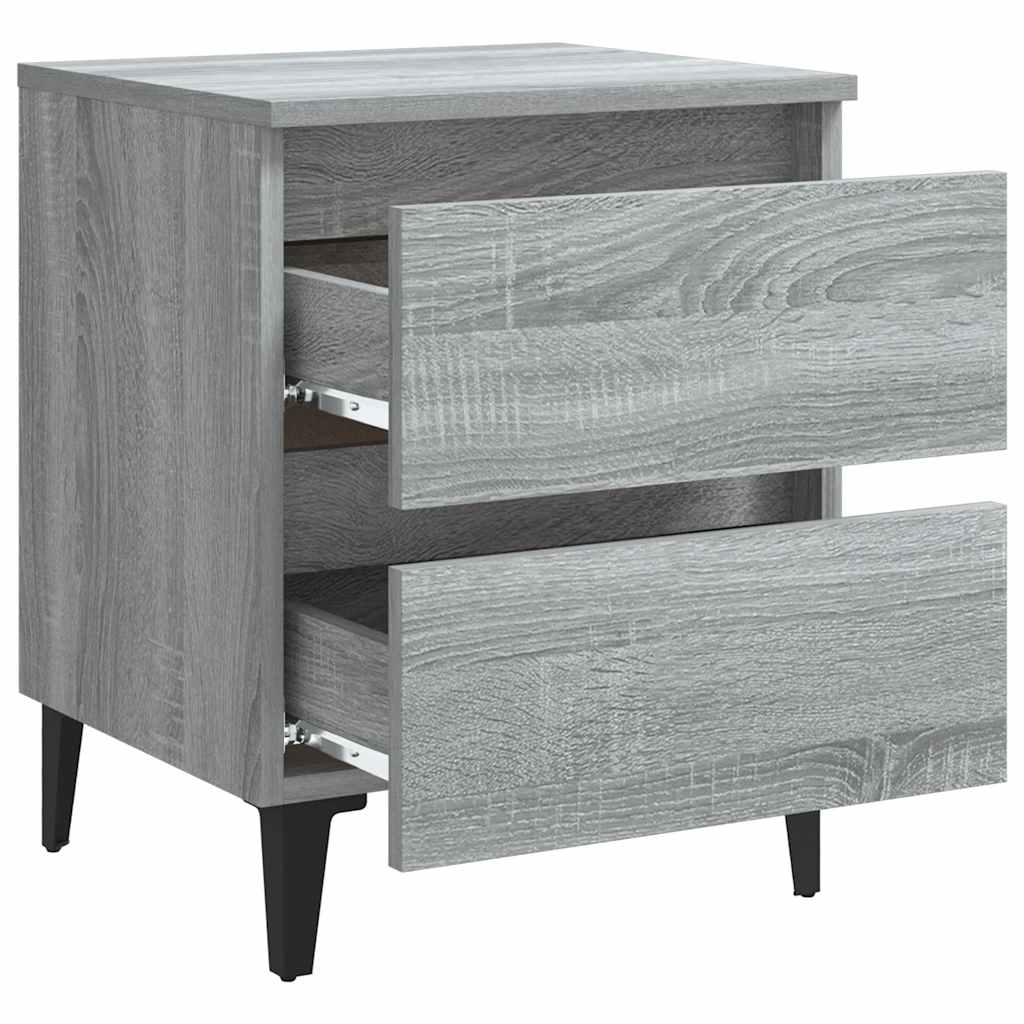 Noćni ormarići s metalnim nogama 2 kom sivi hrast 40x35x50 cm