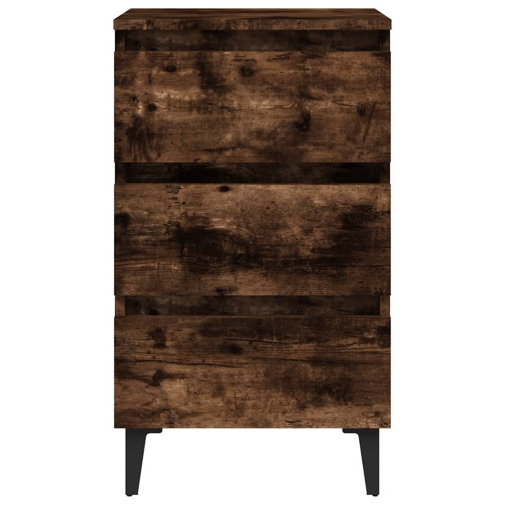 Noćni ormarić s metalnim nogama dimljeni hrast 40 x 35 x 69 cm
