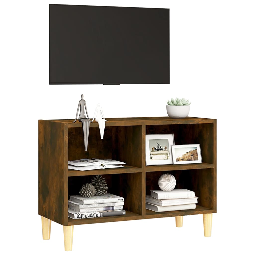 TV ormarić s masivnim nogama 69,5x30x50 cm dimljena boja hrasta