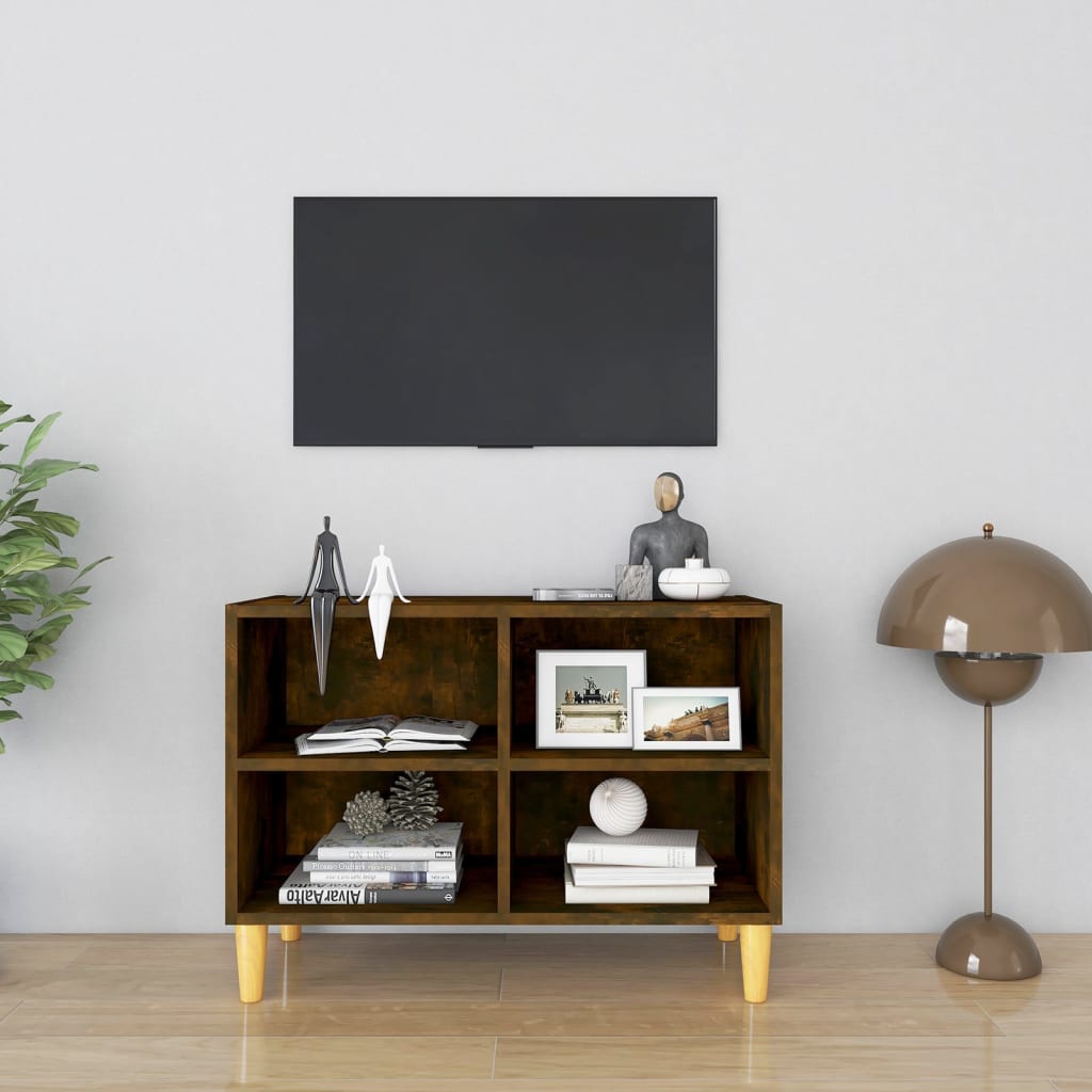 TV ormarić s masivnim nogama 69,5x30x50 cm dimljena boja hrasta