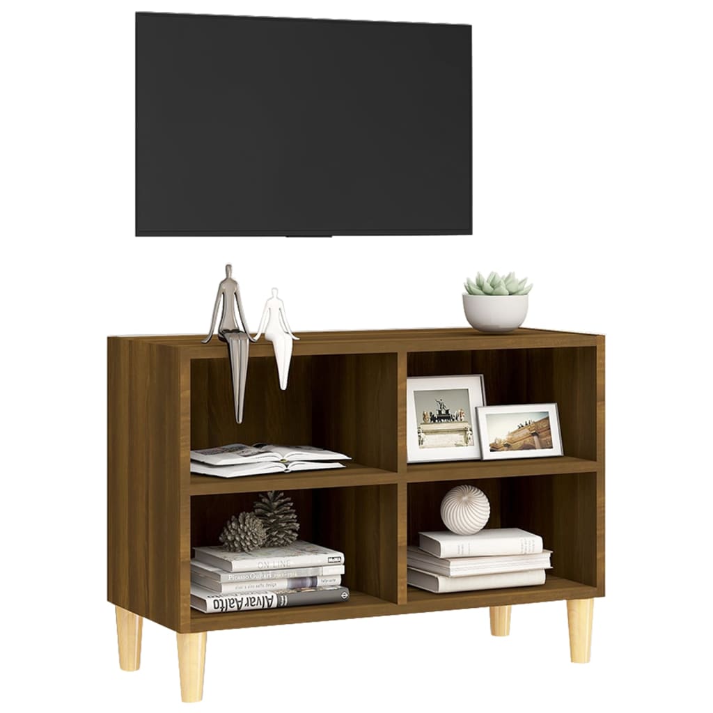 TV ormarić s nogama od masivnog drva 69,5x30x50 cm boja hrasta
