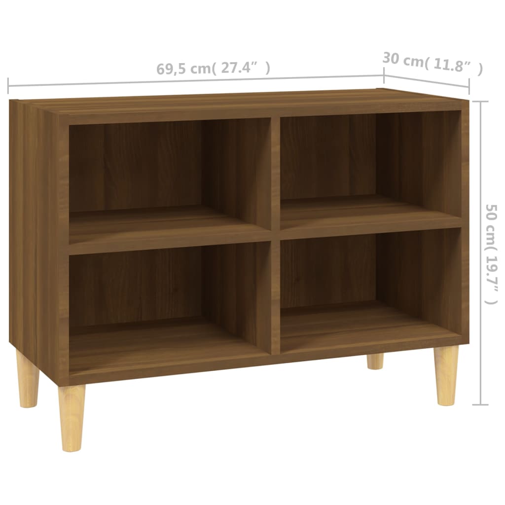 TV ormarić s nogama od masivnog drva 69,5x30x50 cm boja hrasta