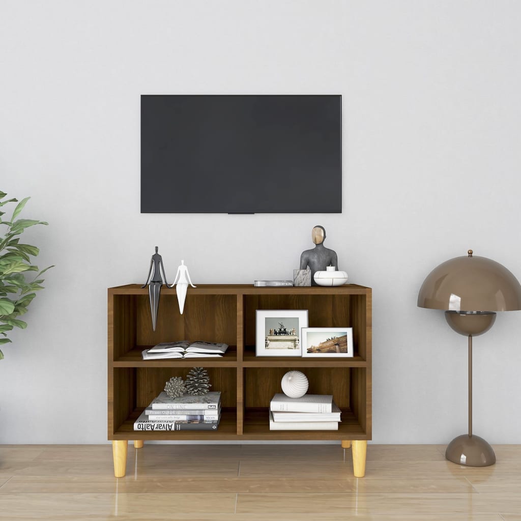 TV ormarić s nogama od masivnog drva 69,5x30x50 cm boja hrasta