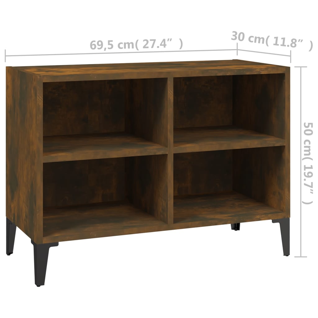 TV ormarić s metalnim nogama dimljeni hrast 69,5 x 30 x 50 cm