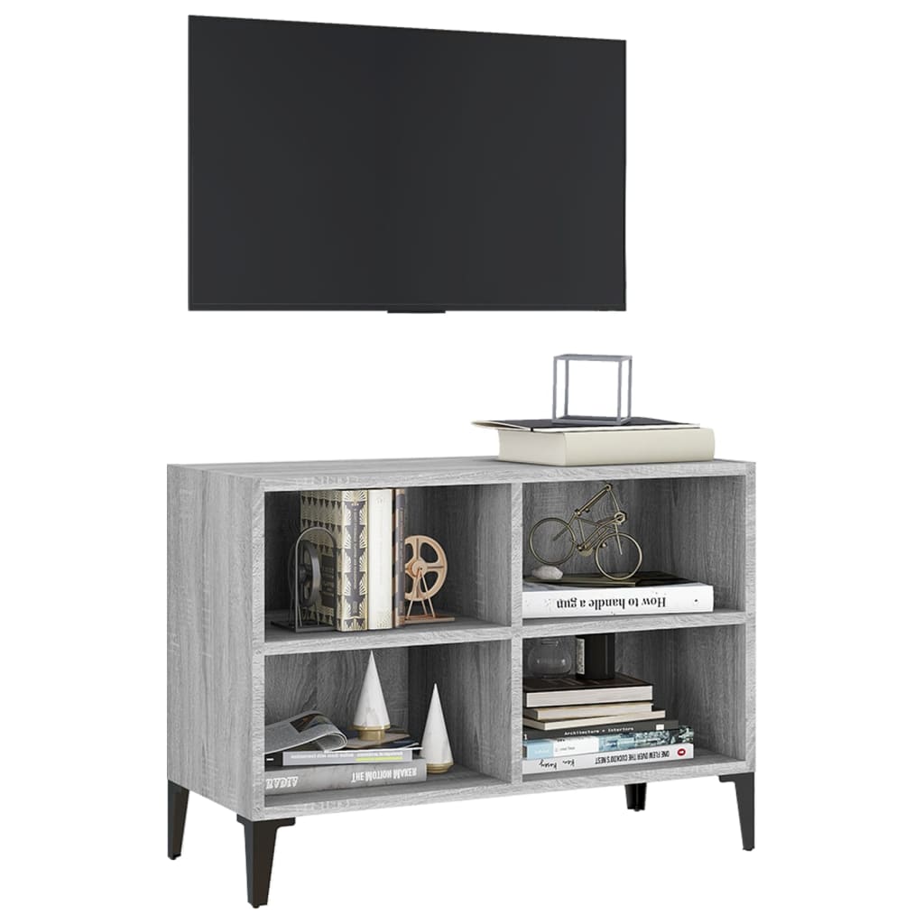 TV ormarić s metalnim nogama boja sivog hrasta 69,5x30x50 cm