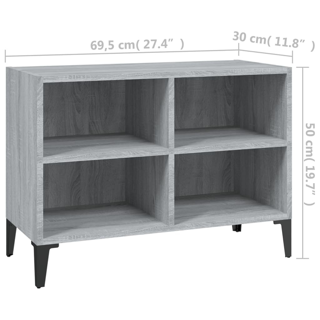 TV ormarić s metalnim nogama boja sivog hrasta 69,5x30x50 cm