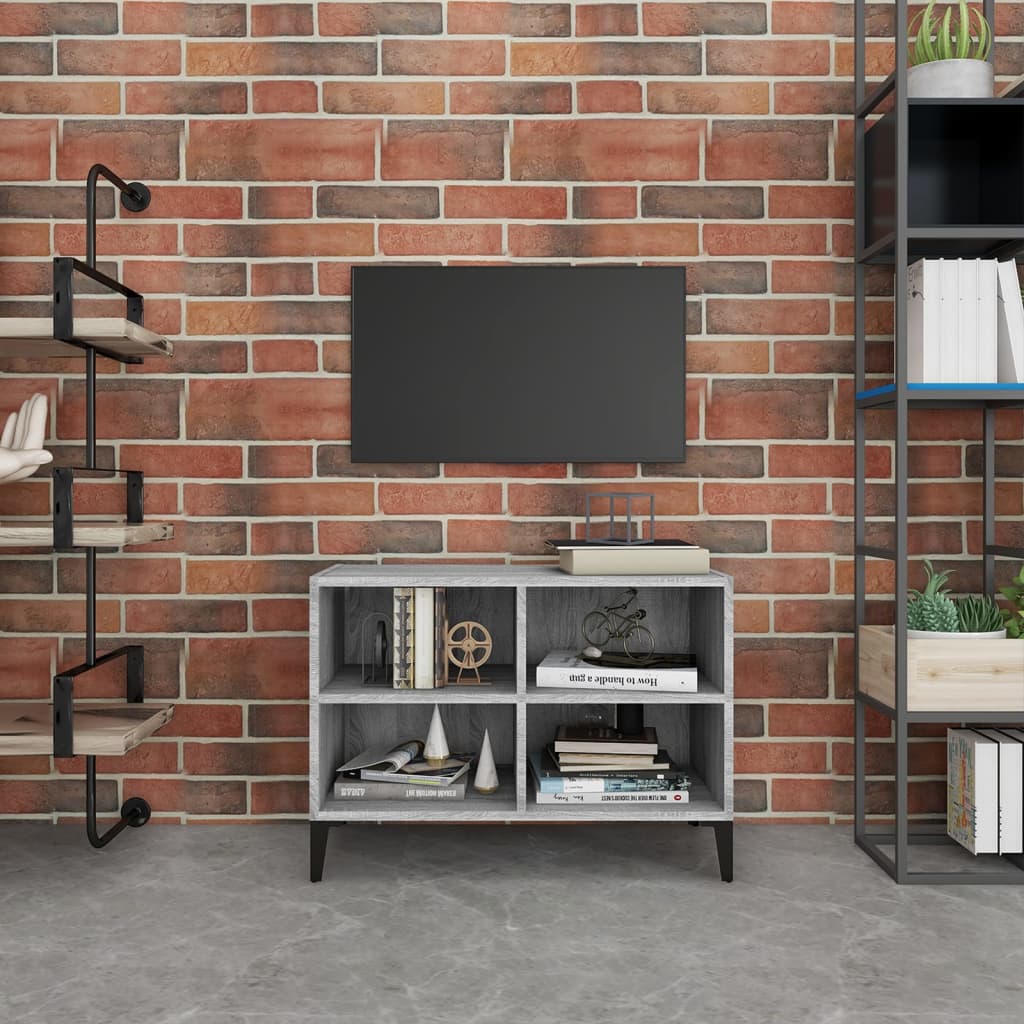 TV ormarić s metalnim nogama boja sivog hrasta 69,5x30x50 cm