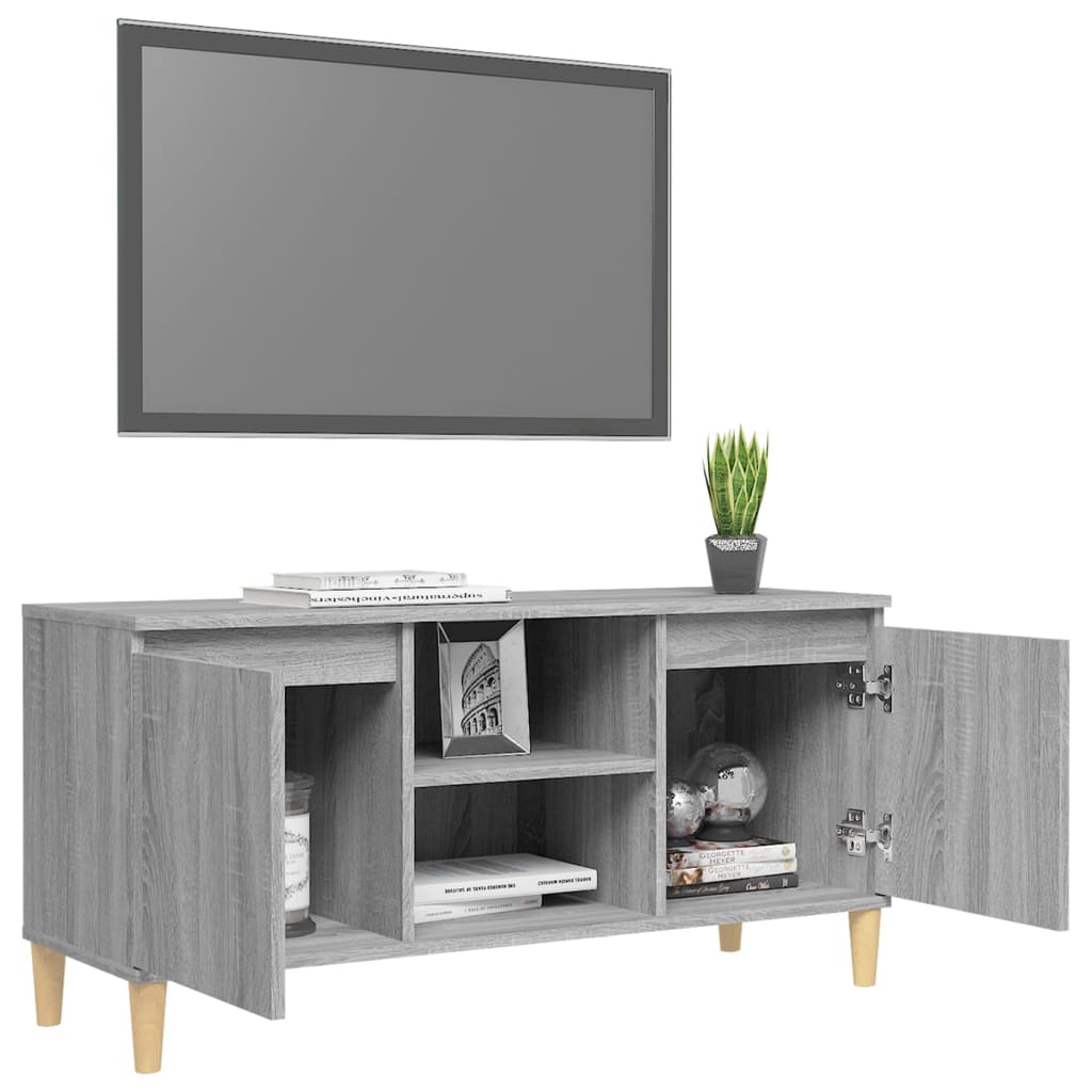 TV ormarić s drvenim nogama boja sivog hrasta 103,5x35x50 cm