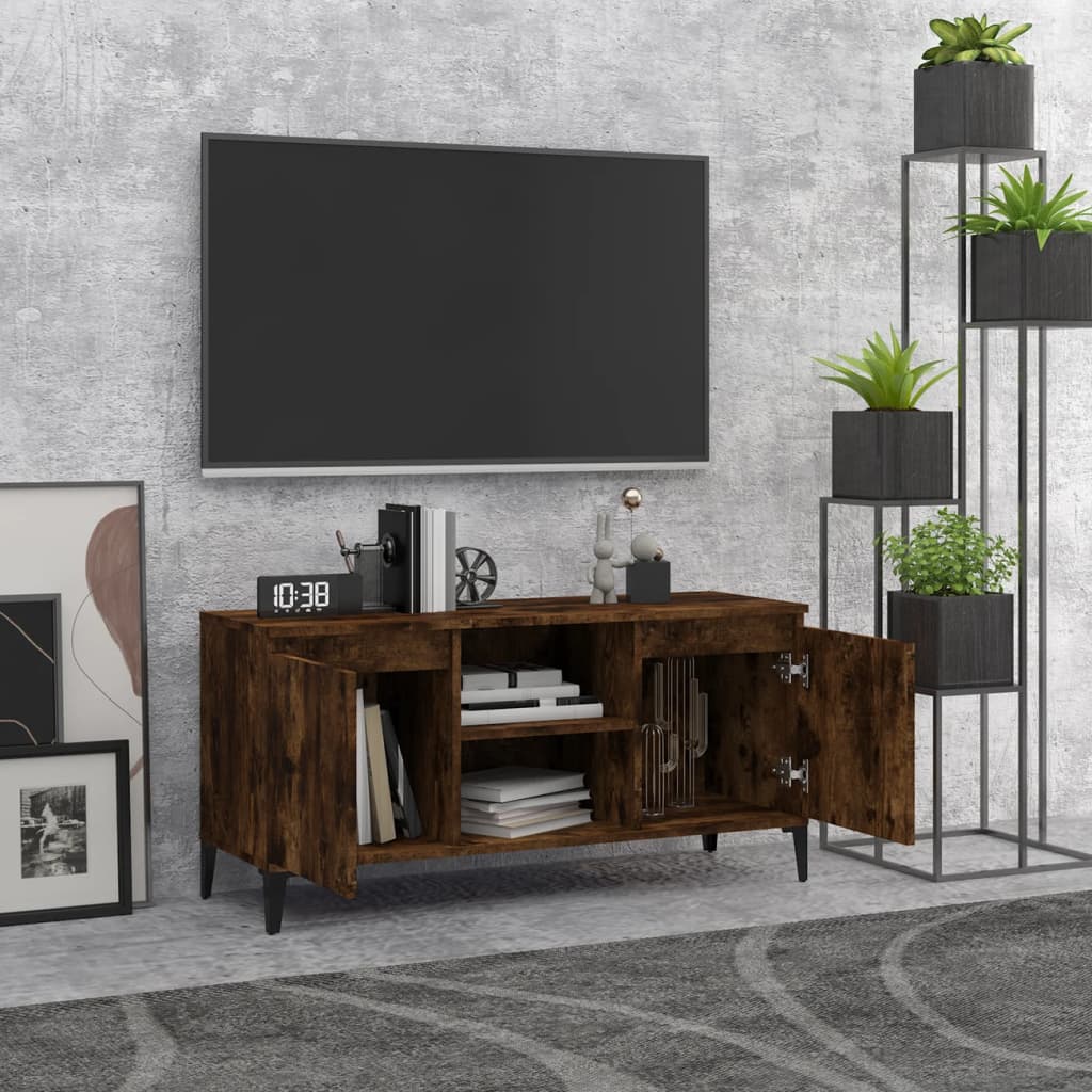 TV ormarić s metalnim nogama dimljeni hrast 103,5 x 35 x 50 cm