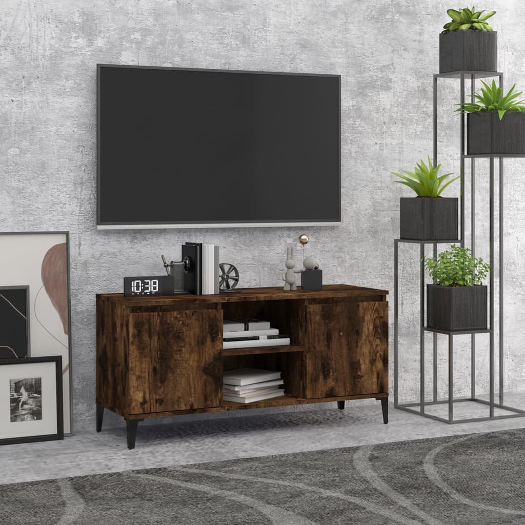 TV ormarić s metalnim nogama dimljeni hrast 103,5 x 35 x 50 cm