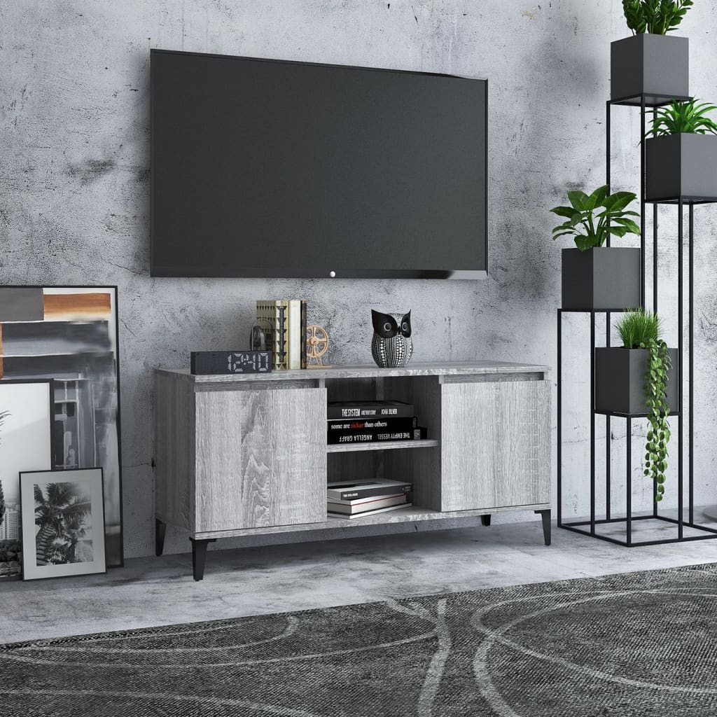 TV ormarić s metalnim nogama boja hrasta sonome 103,5x35x50 cm