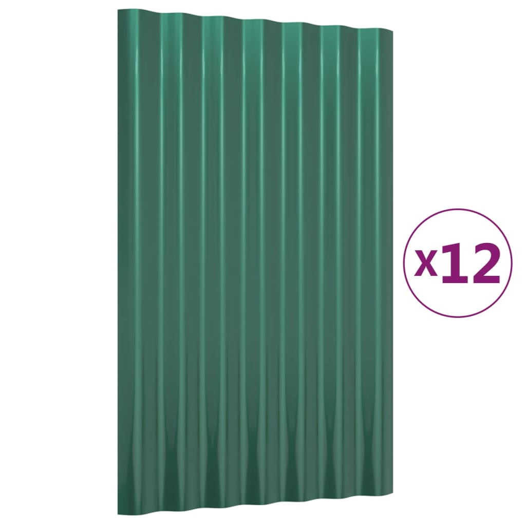 Krovni paneli 12 kom od pocinčanog čelika zeleni 60x36 cm
