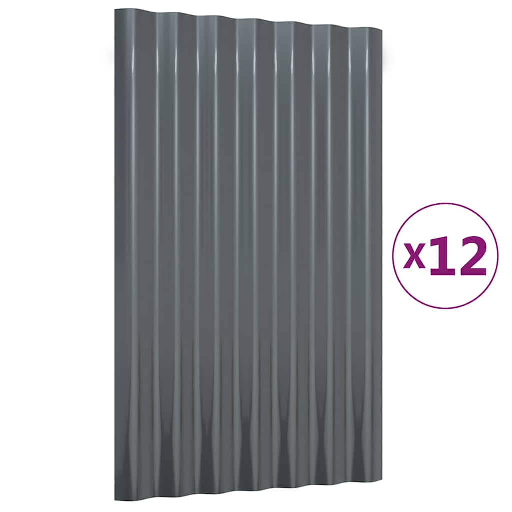 Krovni paneli 12 kom pocinčani čelik antracit 60x36 cm