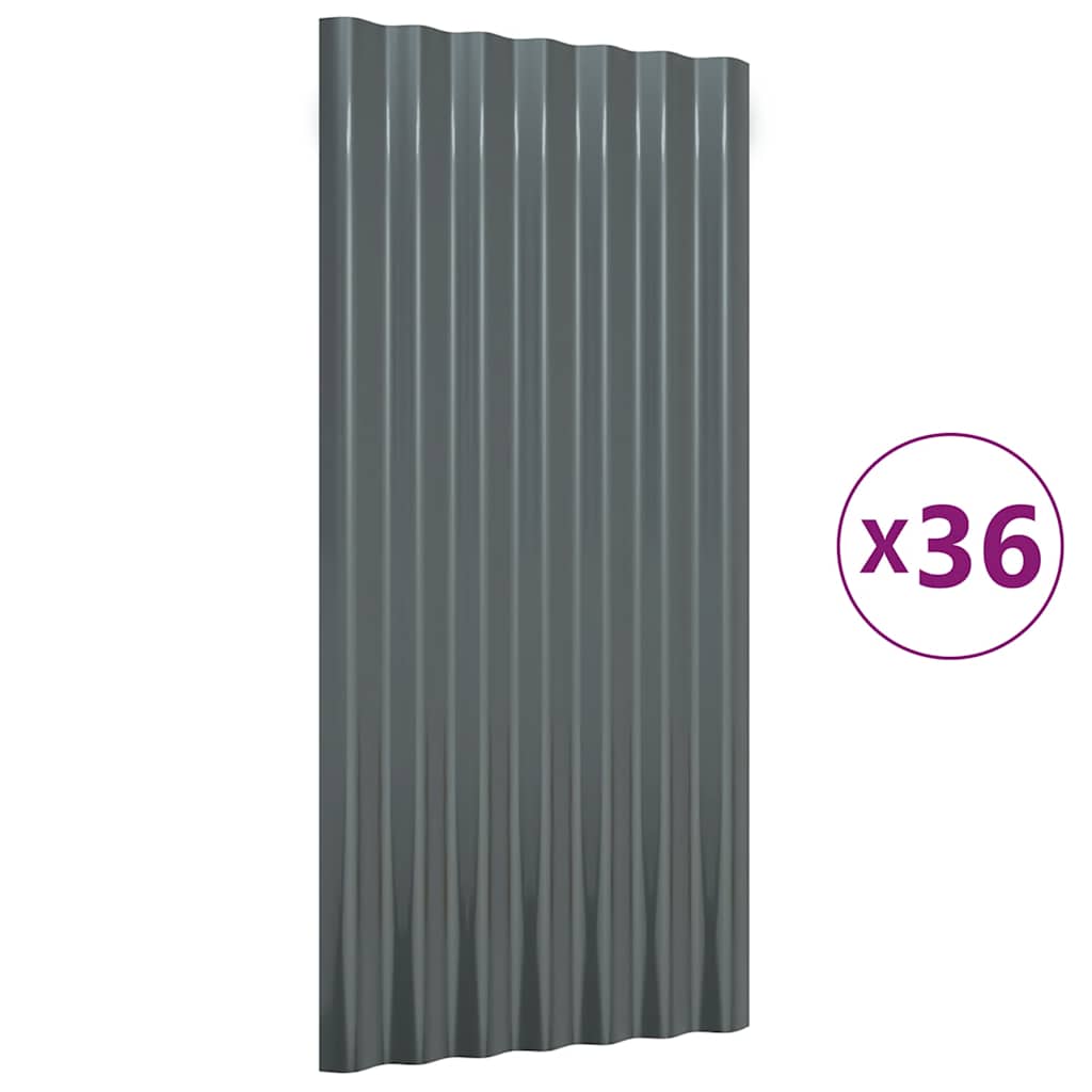 Krovni paneli 36 kom pocinčani čelik antracit 80 x 36 cm