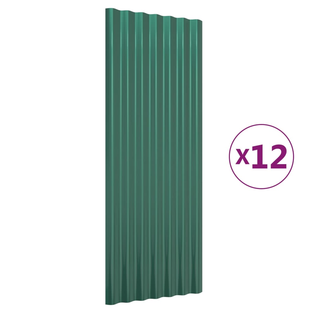 Krovni paneli 12 kom od pocinčani čelik zeleni 100x36 cm