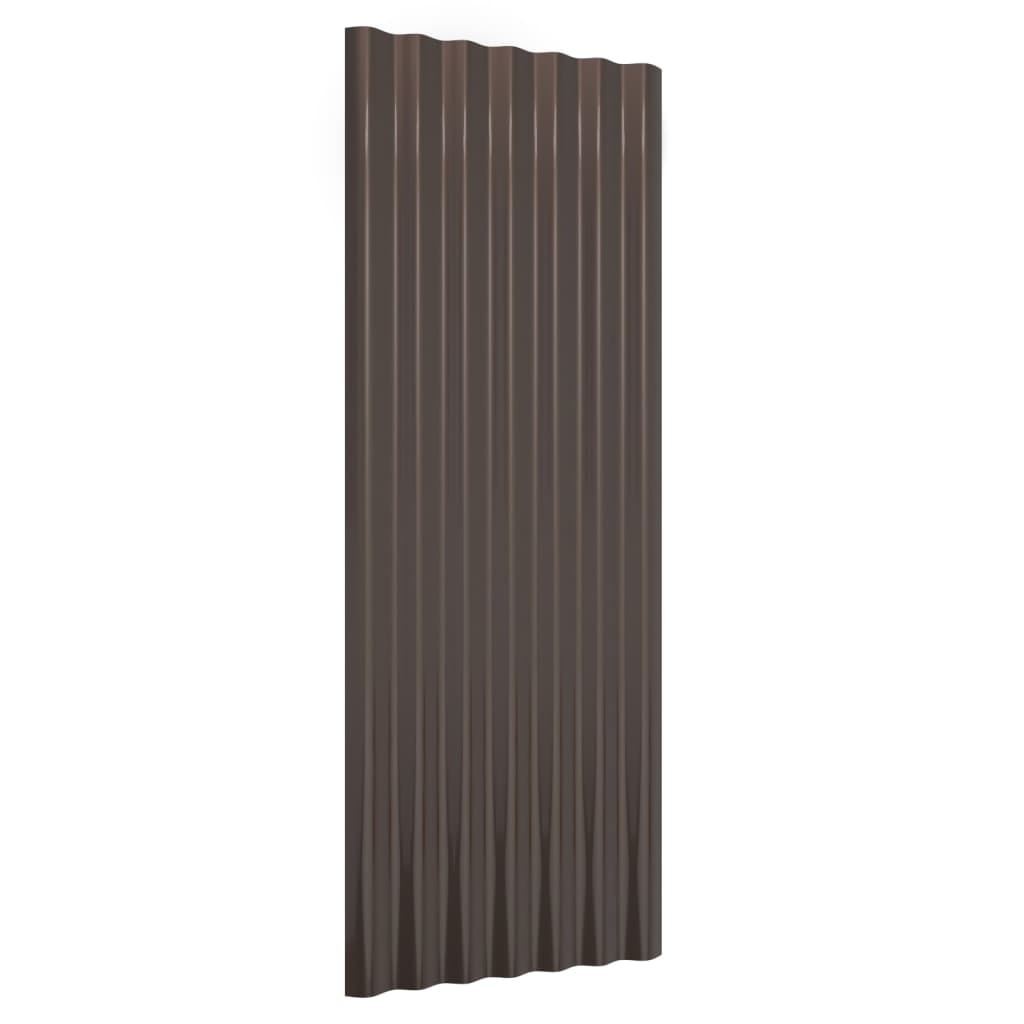 Krovni paneli 12 kom od pocinčanog čelika smeđi 100x36 cm
