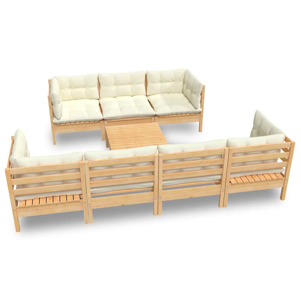 8-dijelna vrtna garnitura s jastucima od masivne borovine