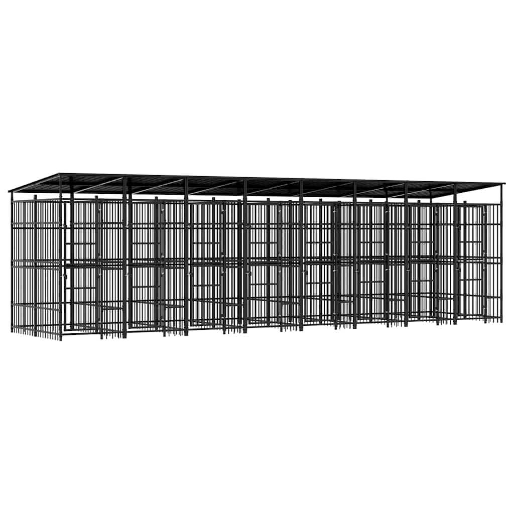 Vanjski kavez za pse s krovom čelični 14,75 m²