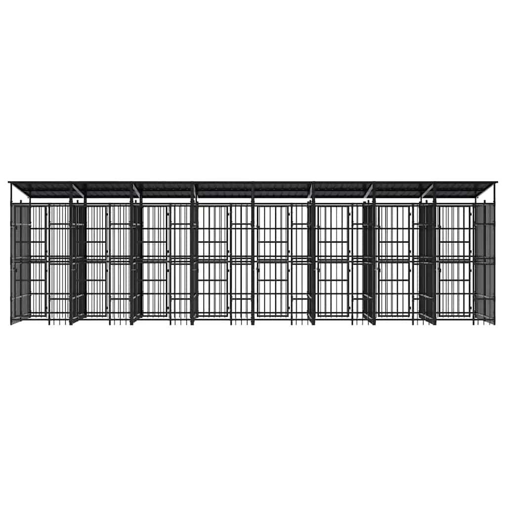 Vanjski kavez za pse s krovom čelični 14,75 m²