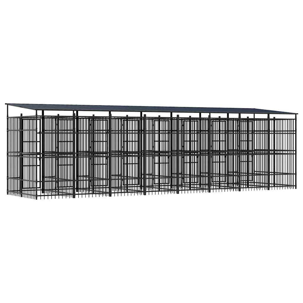 Vanjski kavez za pse s krovom čelični 14,75 m²