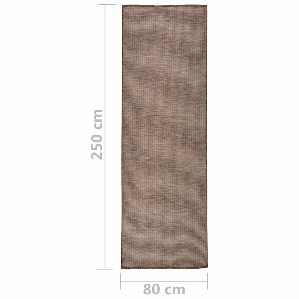Vanjski tepih ravnog tkanja 80 x 250 cm smeđi
