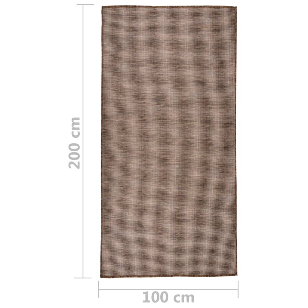 Vanjski tepih ravnog tkanja 100 x 200 cm smeđi
