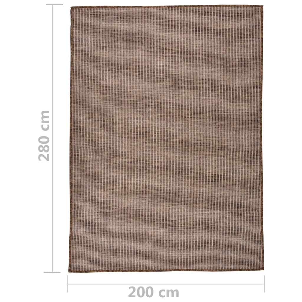 Vanjski tepih ravnog tkanja 200 x 280 cm smeđi
