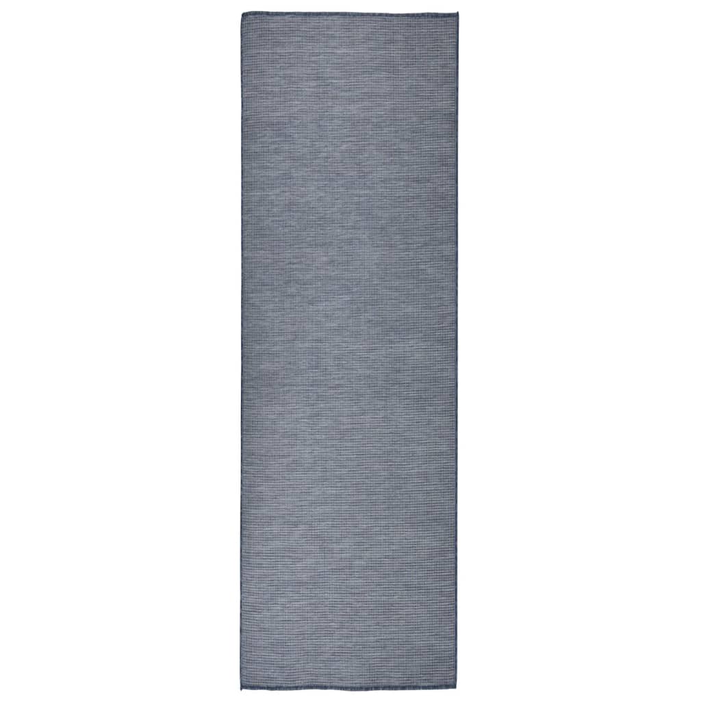 Vanjski tepih ravnog tkanja plavi 80 x 250 cm