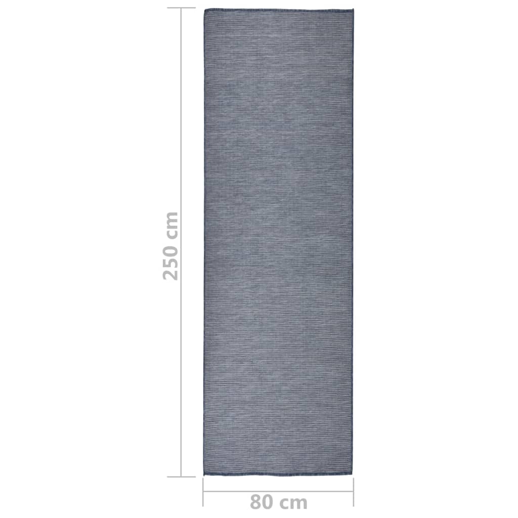 Vanjski tepih ravnog tkanja 80 x 250 cm plavi