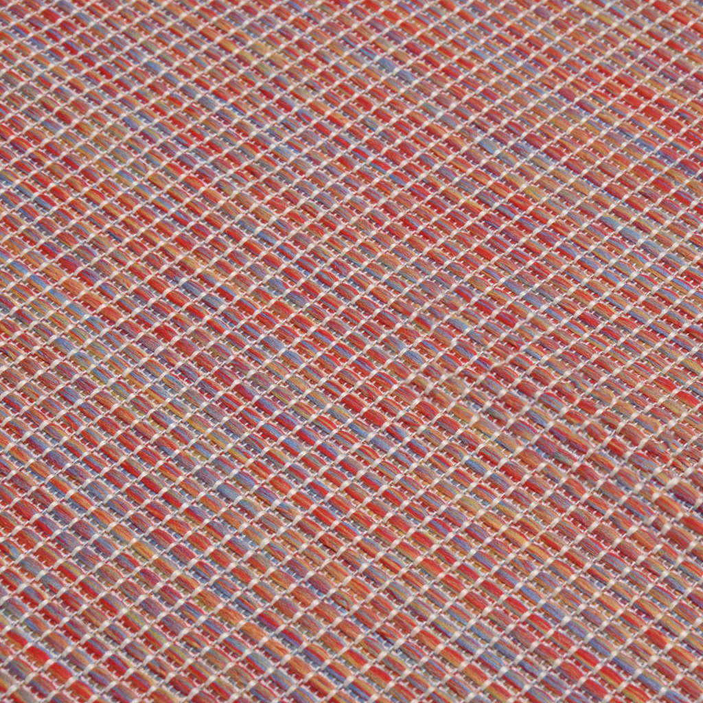 Vanjski tepih ravnog tkanja 100 x 200 cm crveni