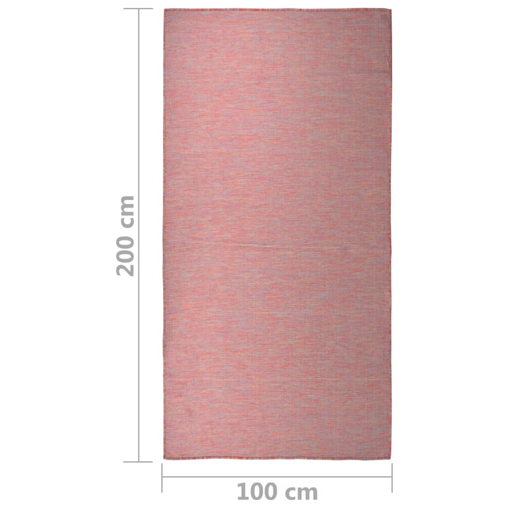 Vanjski tepih ravnog tkanja 100 x 200 cm crveni