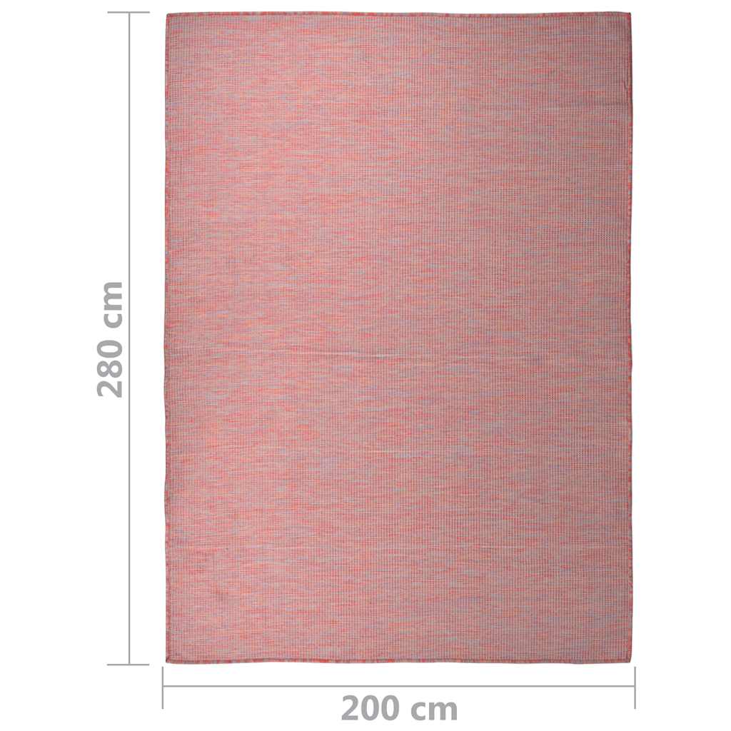 Vanjski tepih ravnog tkanja 200 x 280 cm crveni