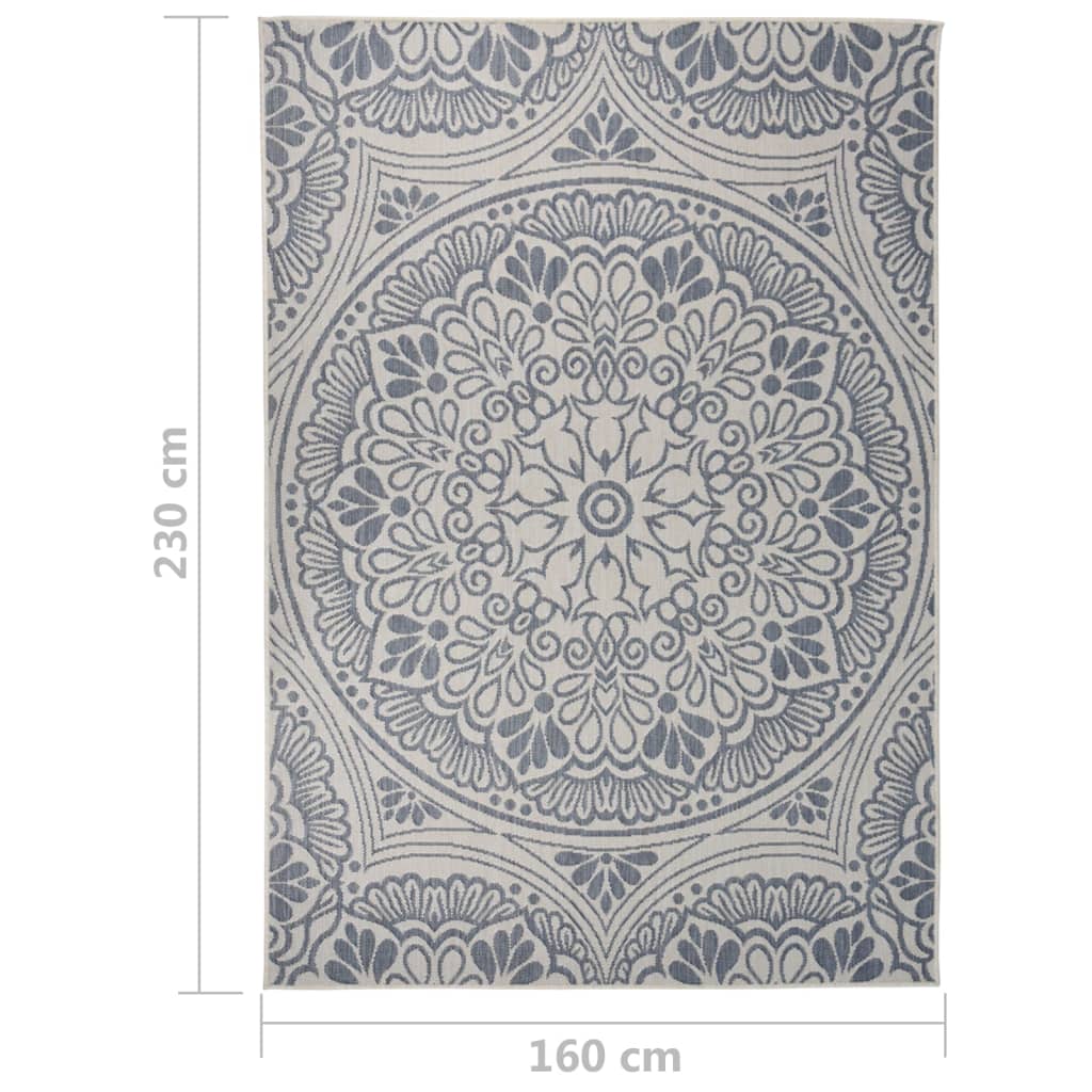 Vanjski tepih ravnog tkanja 160 x 230 cm plavi s uzorkom
