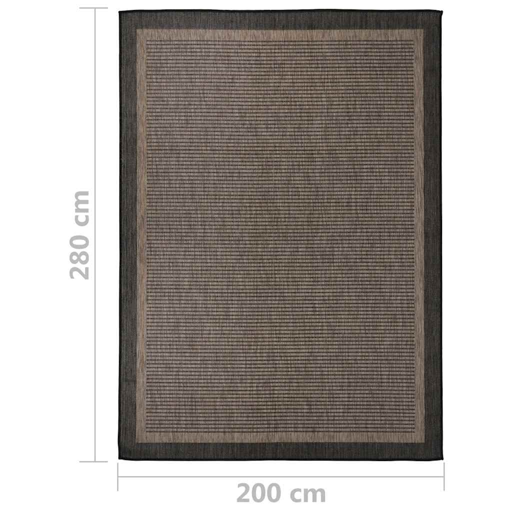 Vanjski tepih ravnog tkanja 200 x 280 cm tamnosmeđi