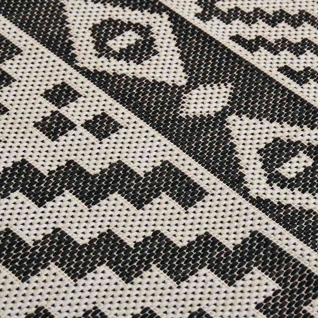 Vanjski tepih ravnog tkanja 80 x 150 cm crne pruge