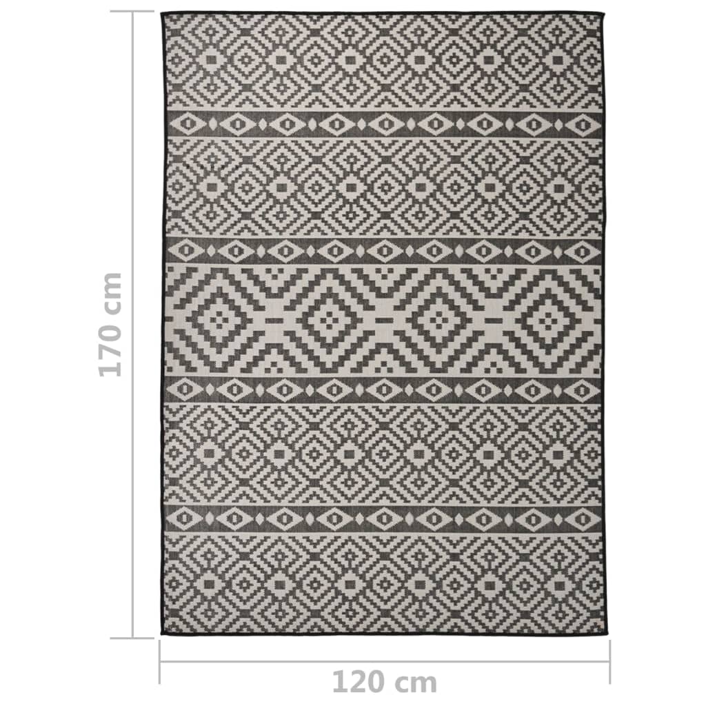 Vanjski tepih ravnog tkanja 120 x 170 cm crne pruge