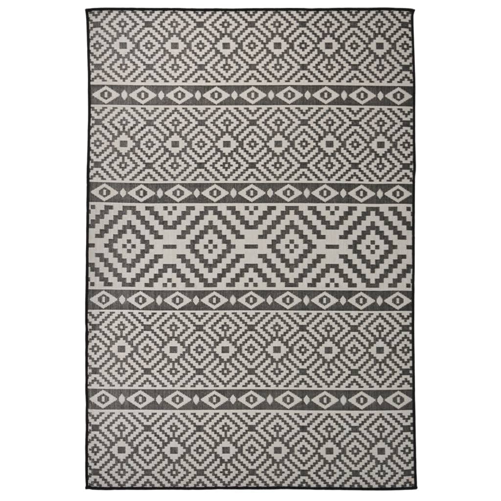 Vanjski tepih ravnog tkanja 160 x 230 cm crne pruge