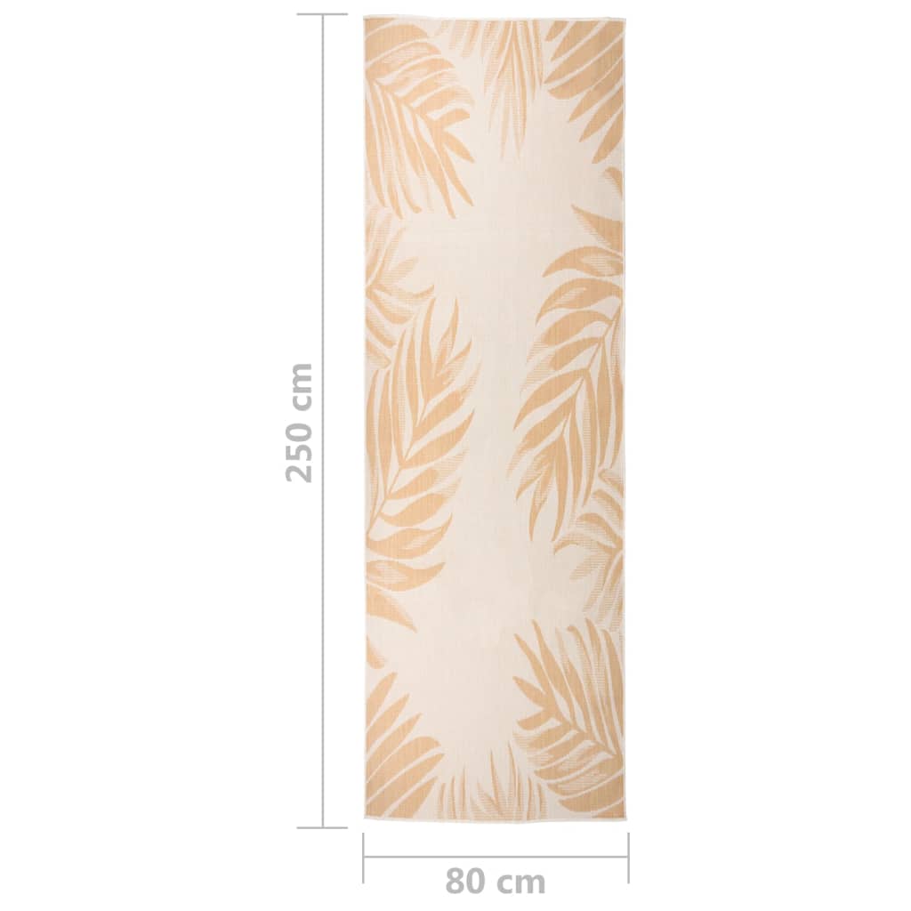 Vanjski tepih ravnog tkanja 80 x 250 cm s uzorkom lišća
