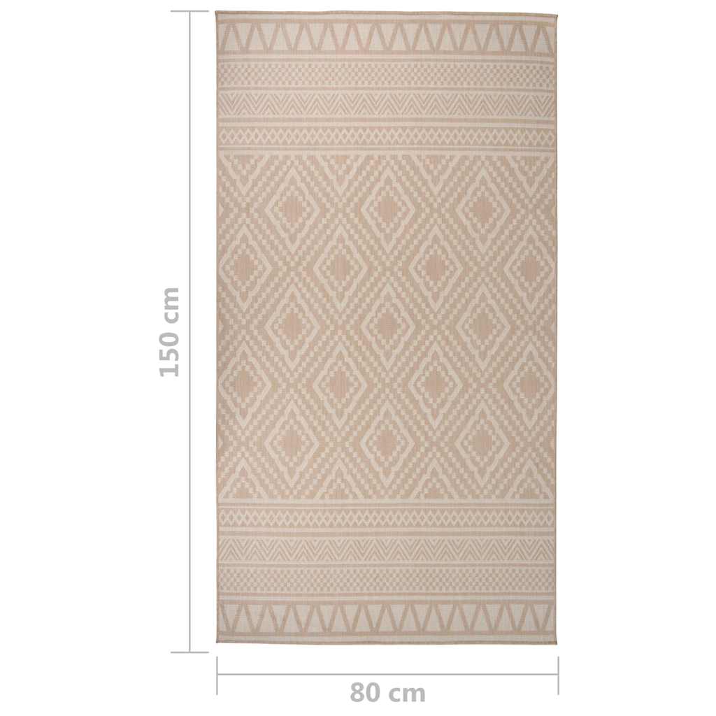 Vanjski tepih ravnog tkanja 80 x 150 cm smeđe pruge
