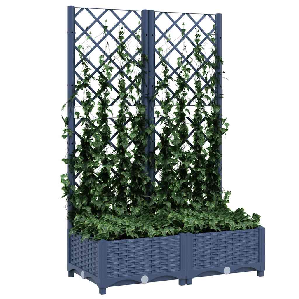 Vrtna žardinjera s rešetkom plavo-siva 80x40x121,5 cm PP